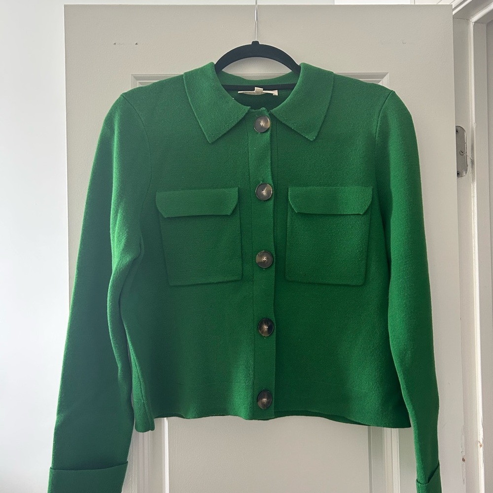 Sezane Betty Cardigan in Kelly Green, size Small